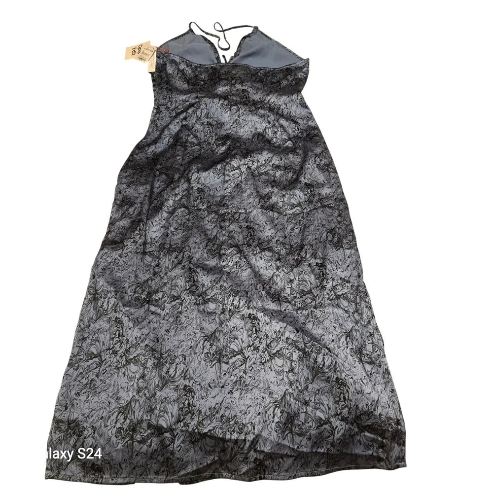 NWT  Open Edit Women's Medium Blue Floral Print Halter Maxi‎ Dress with Slit - Picture 2 of 6
